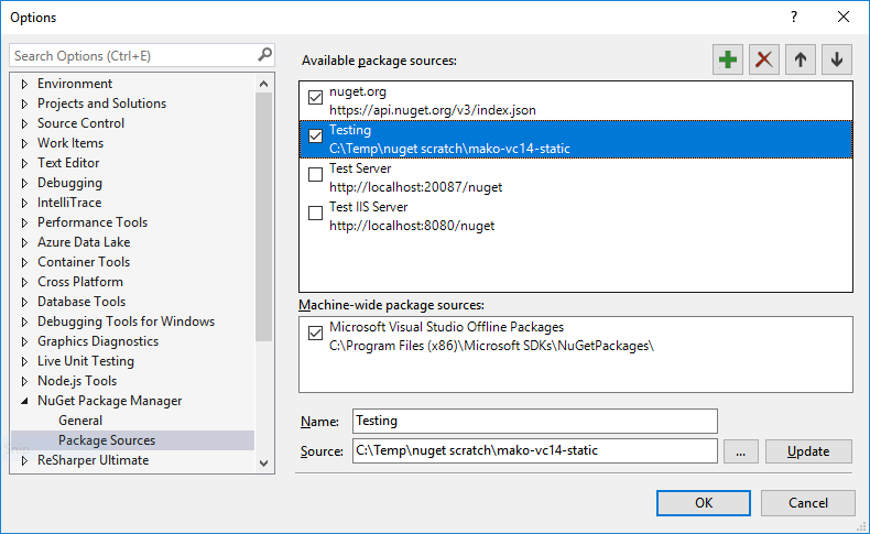 Adding a local package source directory