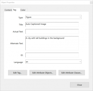 Figure properties dialog